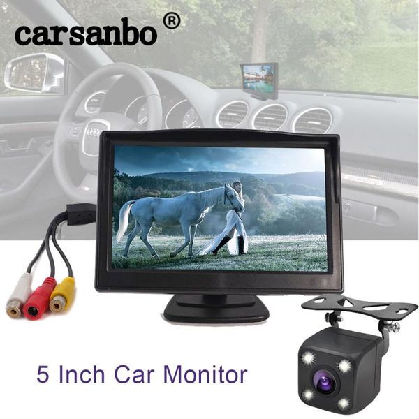 

car video carsanbo 5 inch reverse system backup display monitor lcd screen with 4 led light rear view camera optional
