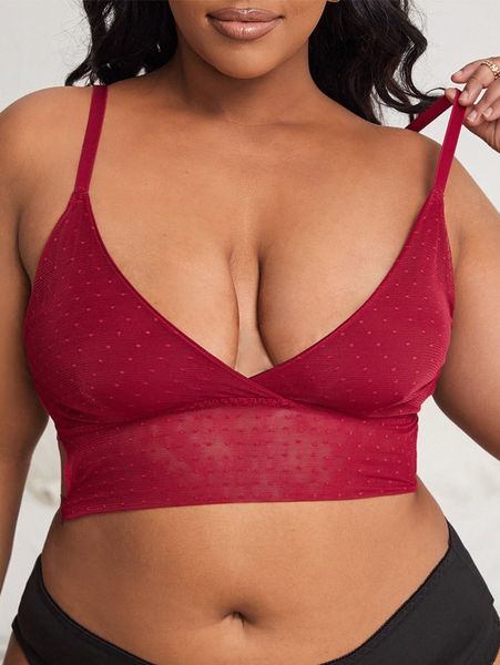 

plus polka dot cut out bralette d7cj#, Black;white