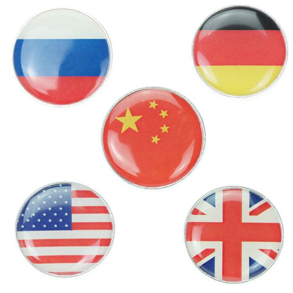 China Russland Großbritannien Deutschland USA Nationalflagge Glasbrosche Kragennadeln Abzeichen Schmuck Geschenk