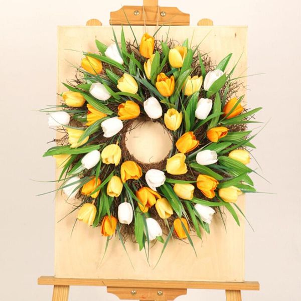 

decorative flowers & wreaths front door artificial tulip wreath home decor window wall party wedding valentines day hanging