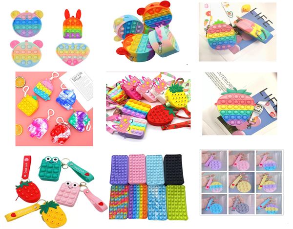 

new cute bag fidget toy fidgets rainbow bubble bag coin purse chain shoulder pencil case mobile phone wallet bags fashion decompression stor