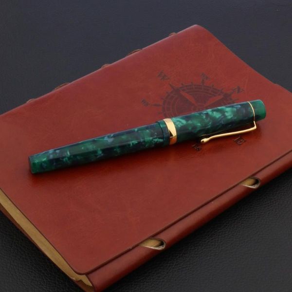 

luxury acrylic agate fountain pen green spinning stationery student office school supplies golden ink pens