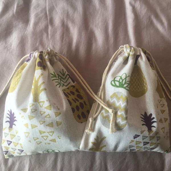 

gift wrap cotton drawstring pouch home organized party bag pineapple yellow 20312f