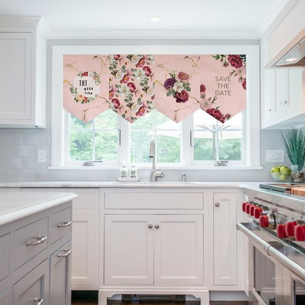 

nordic beautiful rose flower triangle short curtain decorative kitchen restaurant window partition customizable hanging curtains & drapes