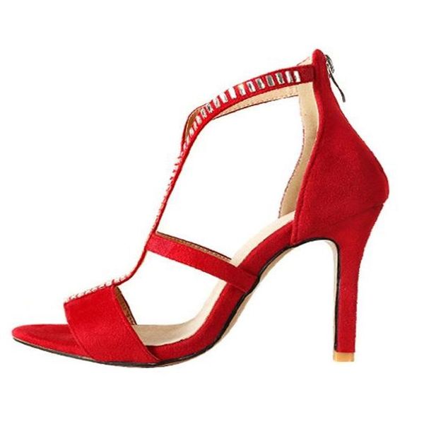

sandals women's round head zipper rhinestone 2021 foreign trade high heels european and american fine fashion, Black