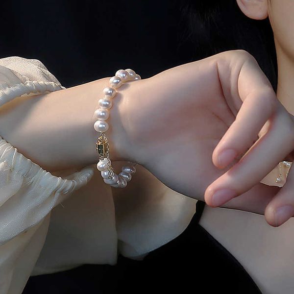 

geometric irregular freshwater pearl bracelet simple fashion design bracelet court style, Golden;silver