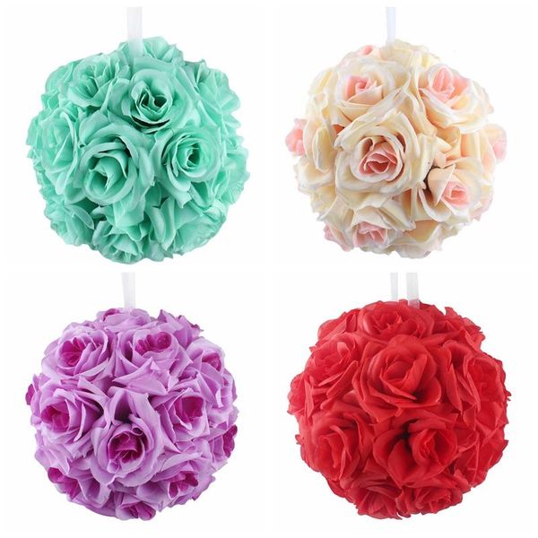 

6" wedding silk pomander kissing ball artificial flower ornament for garden market decoration decorative flowers & wreaths