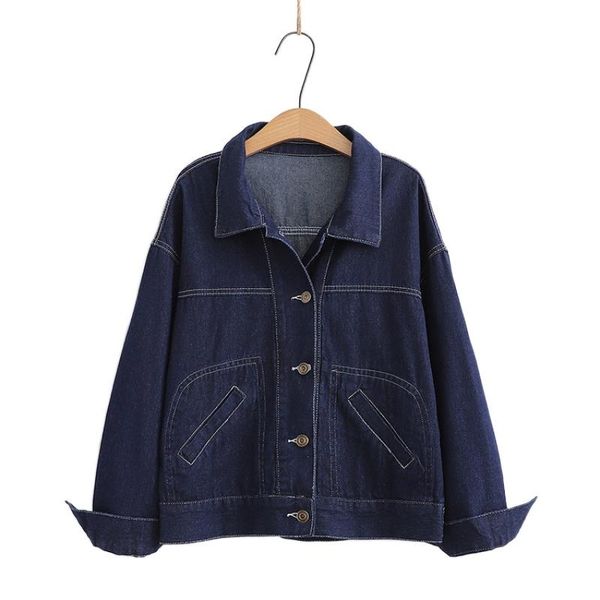 

women's jackets blue solid casual women denim 2021 autumn single breasted oversize full sleeve coats korean ladies daily outwears, Black;brown