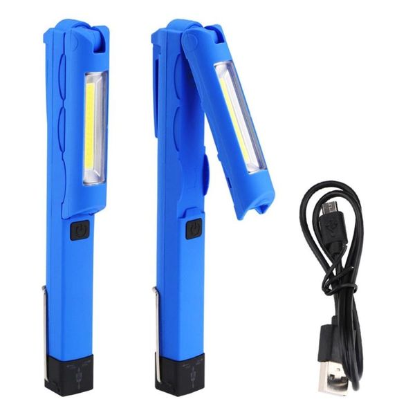 Luci di emergenza USB ricaricabili con set di batterie integrate Lampada da lavoro pieghevole multifunzione Lampada a LED COB Torcia da campeggio