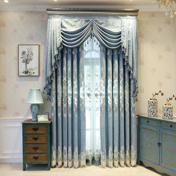 

curtain & drapes nordic style with velvet embroidered finished high-end european curtains for living room bedroom