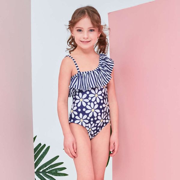 

children's suit flower print children's one piece swimsuit prd18005, Black
