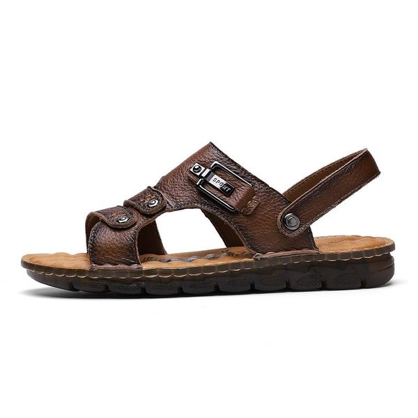 

sandals couro erkek cuero sandel 2021 sandalias ete heren mens leather transpirables sandalia work platform uomo sandale shoes men man, Black