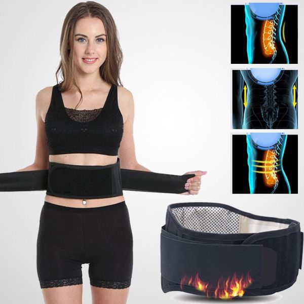 

waist trimmer brace protection tourmaline self-heating warm back support belt health care stress relaxation, Black;gray