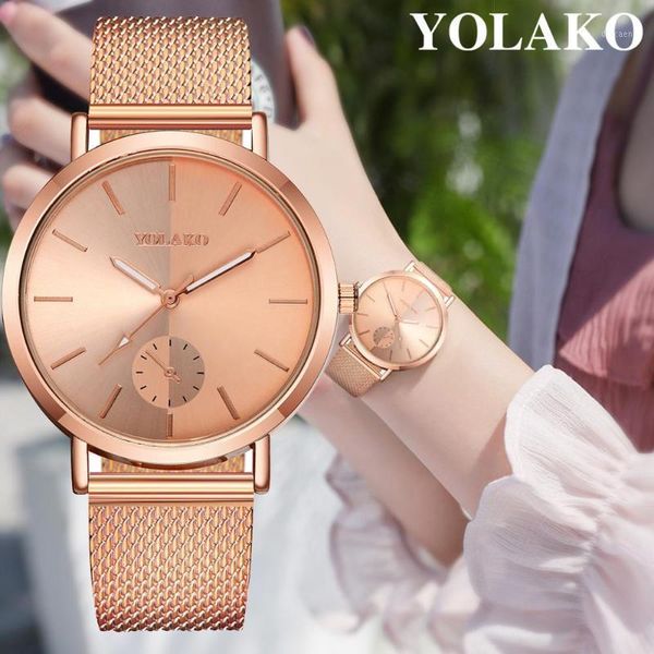 

fashion simple women casual waterproof quartz wristwatch luxury plastic strap watch yolako brand relogio feminino clocks wristwatches, Slivery;brown