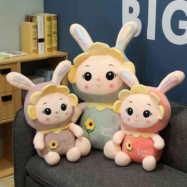 

cartoon sunflower plush toy cute comfort rabbit doll presents girls