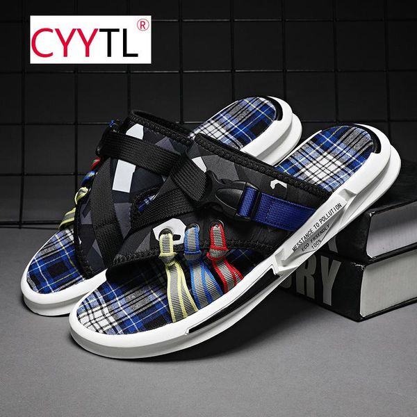 

slippers cyytl summer outdoor casual men sandals non-slip beach shoes swimming for male flip flops home pantoufle, Black
