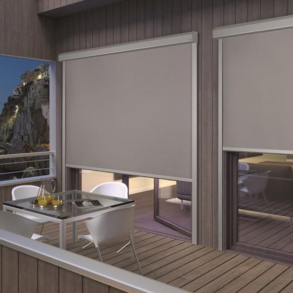 

blinds electric wind curtain remote control outside balcony border track custom shade sunshade windproof blackout roller blind
