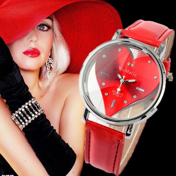 

wristwatches love ladies watches elegant leather band women watch womage quartz wrist clock zegarek damski montre femme relojes, Slivery;brown