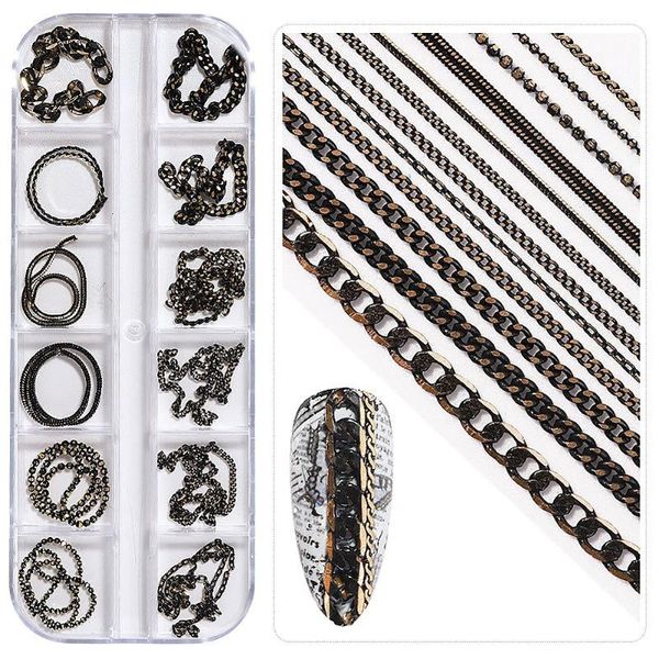 

nail art decorations chains 3d tools glitter gold silver charms, Silver;gold