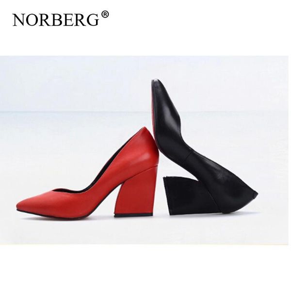 

dress shoes norberg women pumps black high heels genuine leatherthick with autumn pointed single female sandals office