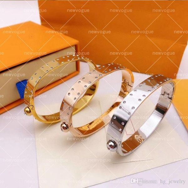 

diamond bracelet fashion bracelets for man woman bangle jewelry 3 color bangles with box, Golden;silver