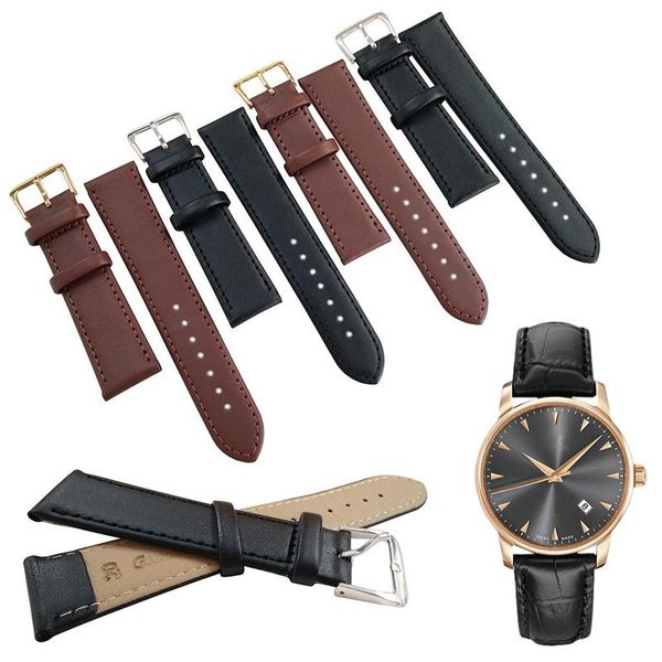 

watch bands genuine leather band simple brown black 8-24mm straps with stainless steel buckle women men watchbands bracelet, Black;brown