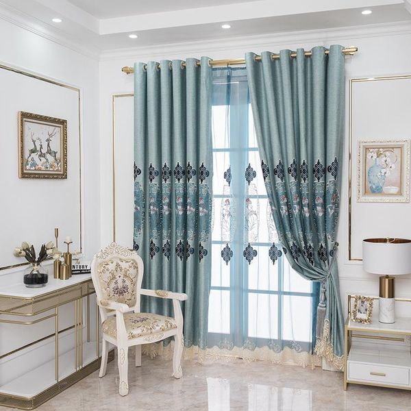 

curtain & drapes velvet embroidered cloth chinese cotton and linen fabrics embroidery finished products curtains for living room bedroom
