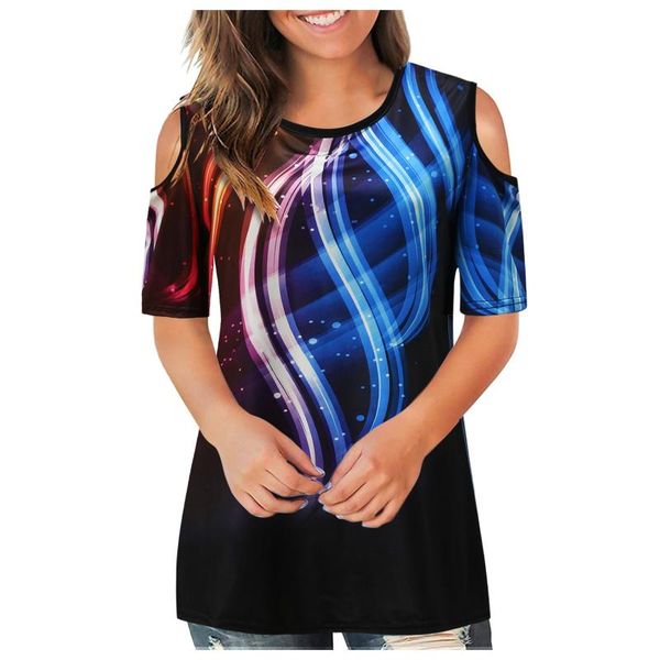 

women's t-shirt summer o-neck off shoulder print casual women shirt vintage loose short sleeve pullover tshirt camisetas de mujer, White