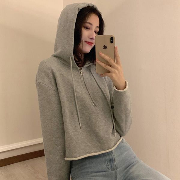 

women's hoodies & sweatshirts crop casual loose hooded women fashion brand bf oversize hipster ulzzang chic pullovers autumn korean swe, Black