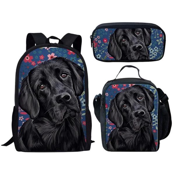 

black labrador dog 3d print school backpack sets for teen boys girls backpacks primary student bookbags women casual rucksack bags