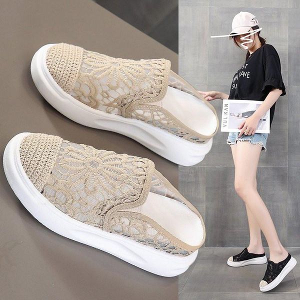 

shoes women female slippers beige heeled sandals luxury slides loafers shallow soft 2021 black designer flat slip-on basic fabr