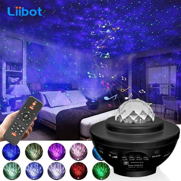 

night lights led star galaxy projector ocean wave light bedroom decor christmas starry sky porjector with remote bluetooth music