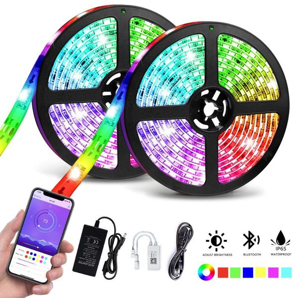 

strips 5m 10m 12v ws2811 wifi smart pixel led strip light individually addressable 30/60 pixels music sync alexa google stripe set