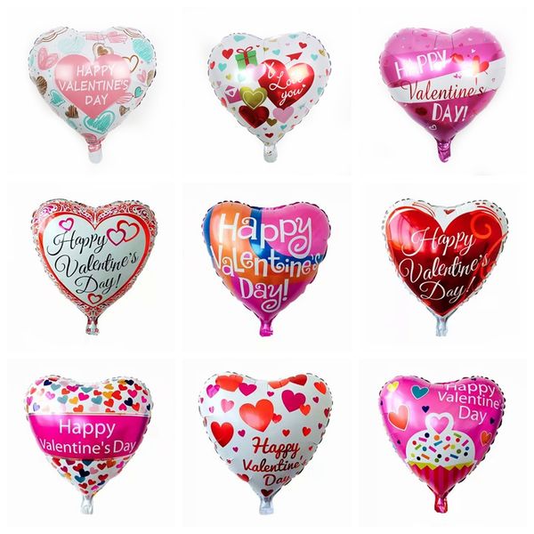 18 pollici Happy Valentine's Day Decor Cuore Palloncini in alluminio Palloncini Anniversario di matrimonio Festa di compleanno Decorazioni con palloncini Regalo romantico HY0252