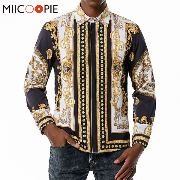 

mens fashion clothing trends long sleeve shirt new men luxury royal tiger print party tuxedo shirts streetwear kg-271, White;black