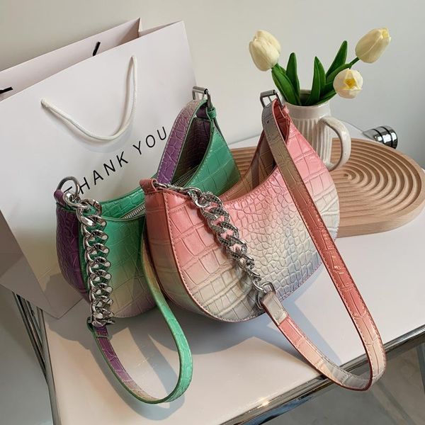 

evening bags gradient alligator pattern underarm shoulder 2021 luxury pu leather women's designer handbag fashion travel crossbody bag