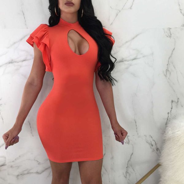 

2021 new fashion standard size new lotus sleeve oversize dress, Black