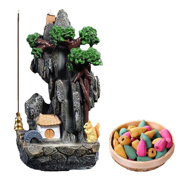 

mountain form smoke water fall backflow incense burner holder decor aroma furnace aromatic house office craft 45a fragrance lamps