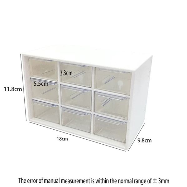 Tipo di cassetto traslucido Storage s Cn (Origin) Prezzo basso Scatola da scrivania a nove griglie Organizer per nastro per scaffali per cosmetici per studenti 210922