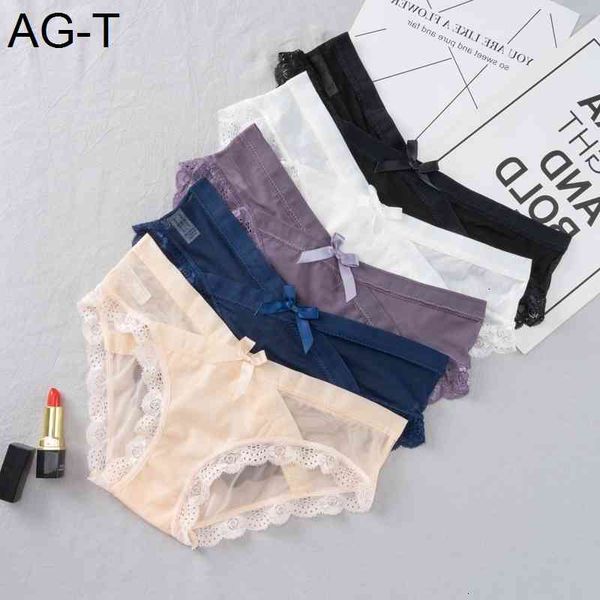 

women lace panties seamless panty breathable briefs for ladies cotton crotch low waist lingerie transparent underwear intimates, Black;pink