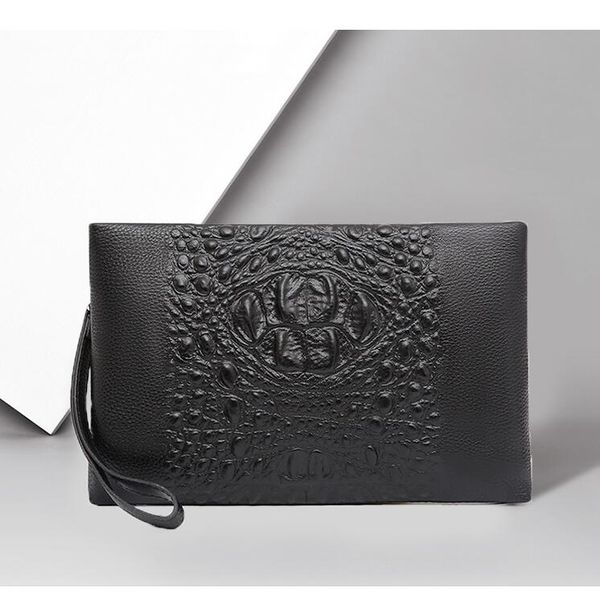 Atacado Fábrica Mens Carteiras Europeia Envelope Envelope Sacos Street Tendência de Couro Preto Saco de Pulso Horizontal Grande Multi-Card Men Wallet de Armazenamento