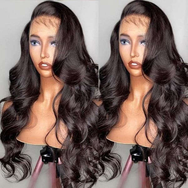

lace wigs luvin 30 40 inch body wave 5x5 closure water 13x6 frontal human hair for women 180 density, Black;brown