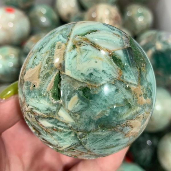 

decorative objects & figurines 60-65mm green shining quartz ball healing crystal sphere natural stone ore for home decor