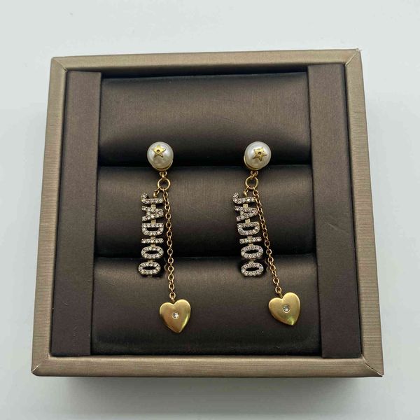 

design jewelry new style long letter studded tassel love earrings, Golden