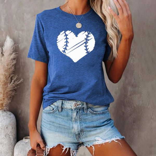 

women's t-shirt european and american love round neck short sleeve, White