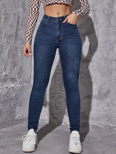 

washed skinny jeans 77b1#, Blue