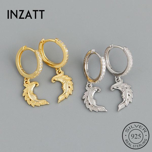 

inzareal 925 sterling silver moon hoop earrings for fashion women party minimalist fine jewelry hyperbole accessories & huggie, Golden;silver