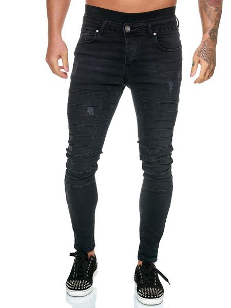 

men's jeans fashion mens trend motorcycle pencil pants skinny men plus size black denim for, Blue