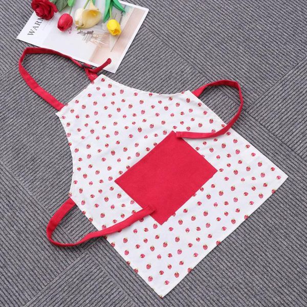 

children cotton aprons cartoon strawberry pattern painting kids for cooking baking kitchen (small size, strawber