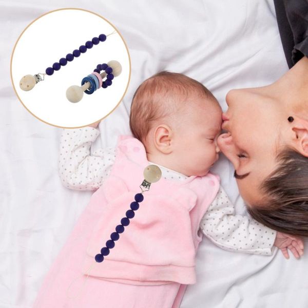 

pacifiers# 1 set pacifier clip chain and teether baby molar rattle hand bell